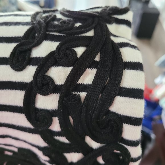 Anthropologie Postmark Black White Striped Filigree Shirt Dress Women's Sz M - Picture 11 of 11